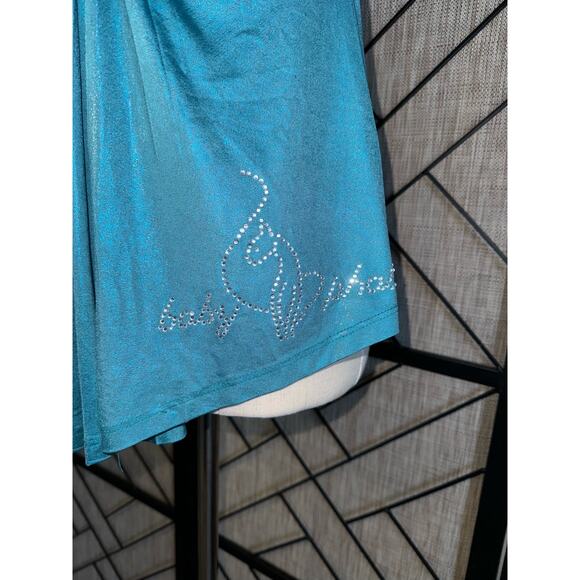 Judy Jr USA Baby Phat Women’s Bedazzled Shimmery Teal Dressy Y2K Tank Top Small - Picture 2 of 5